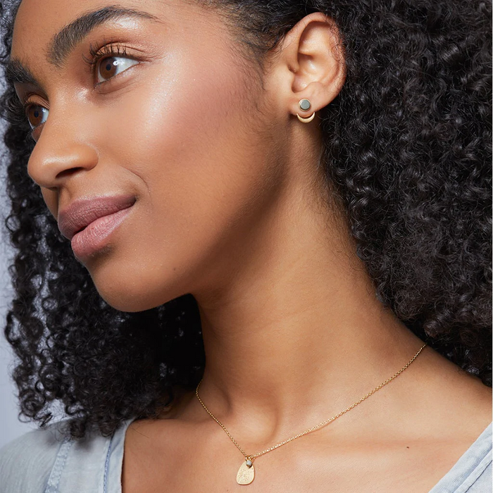 Stone Moon Phase Ear Jacket - Opalite/Silver