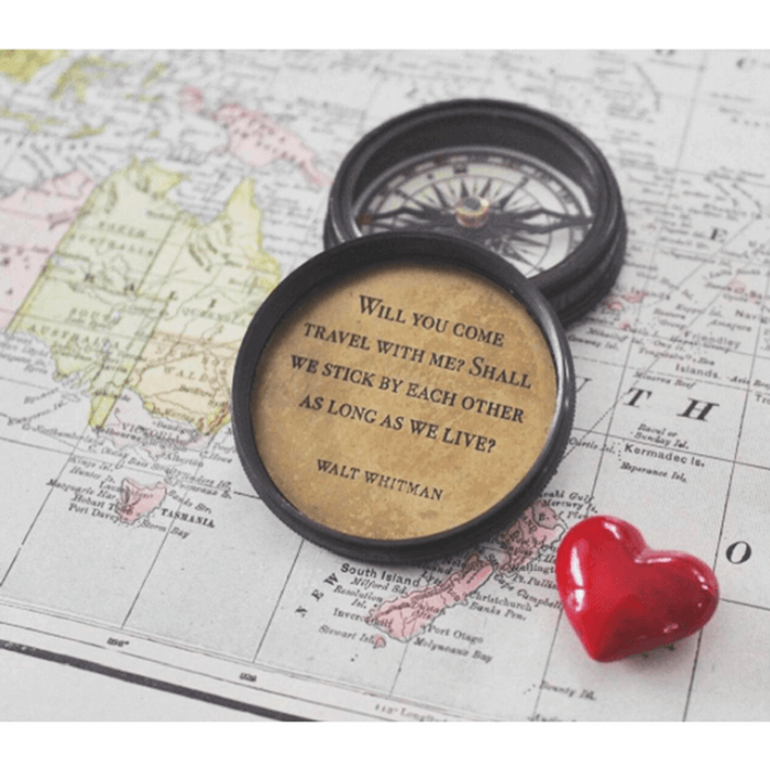 Walt Whitman Engraved Compass