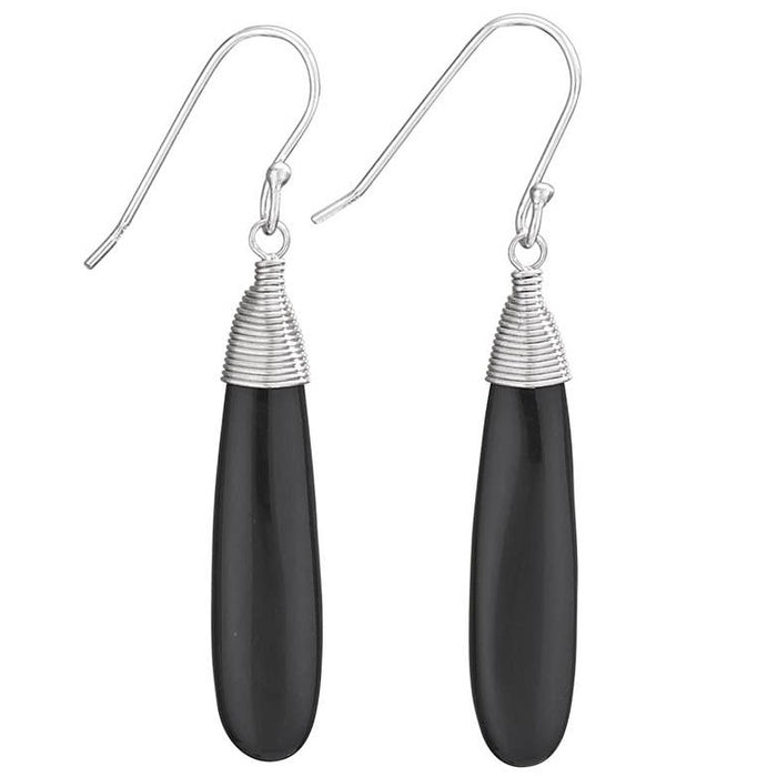 Dark Night Onyx and Sterling Silver Dangle Earrings