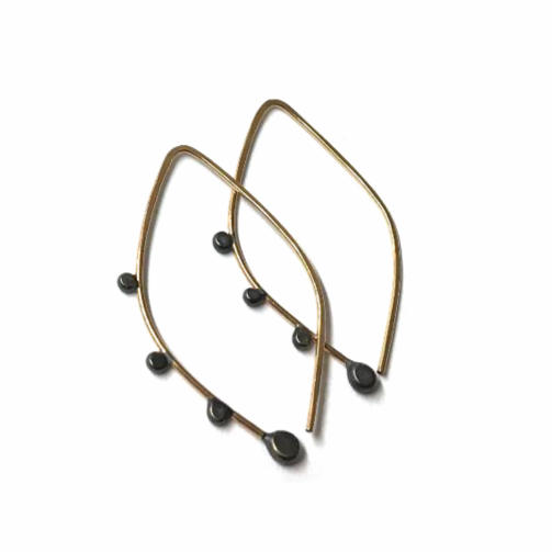 Small Bulb Hoops GFOX- 14K G and Oxidized black silver