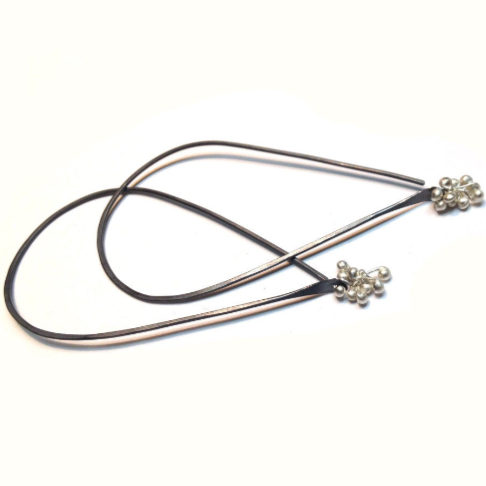 Tear Hoops Small - Oxidized Black and Silver