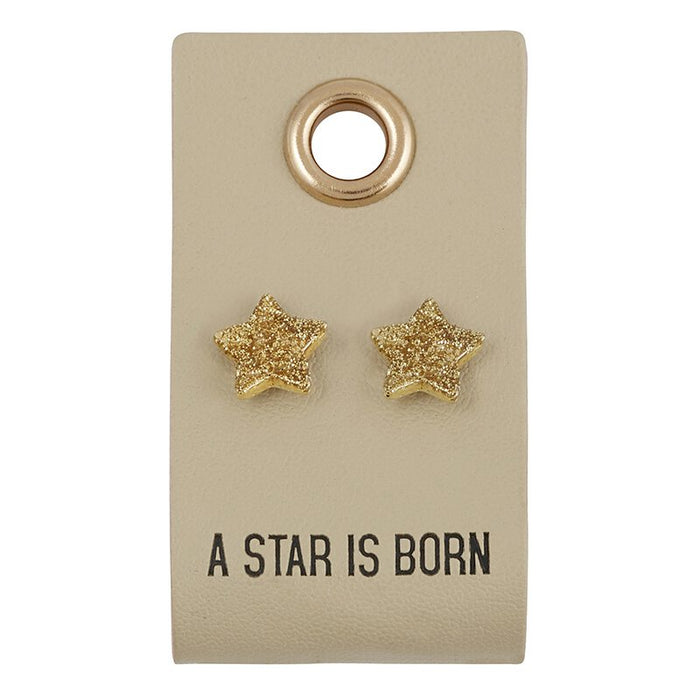 Leather Tag W/ Earrings Star