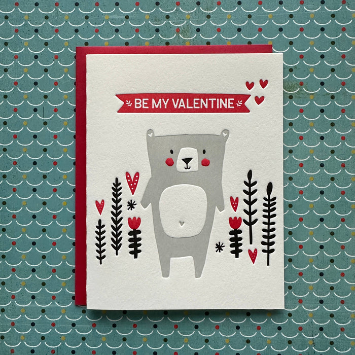 Valentine Bear - letterpress card