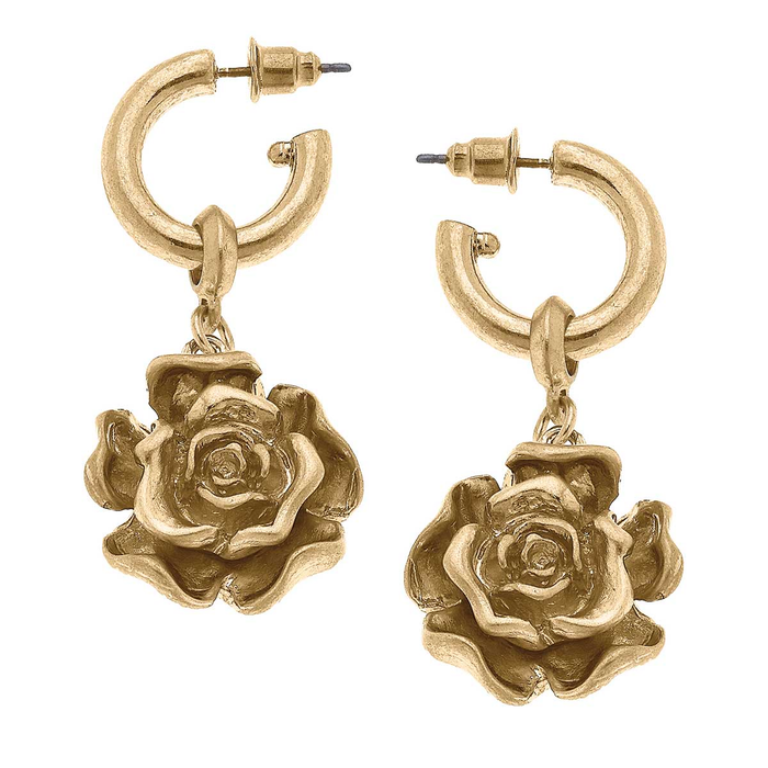 Sydney Rose Drop Hoop Earrings