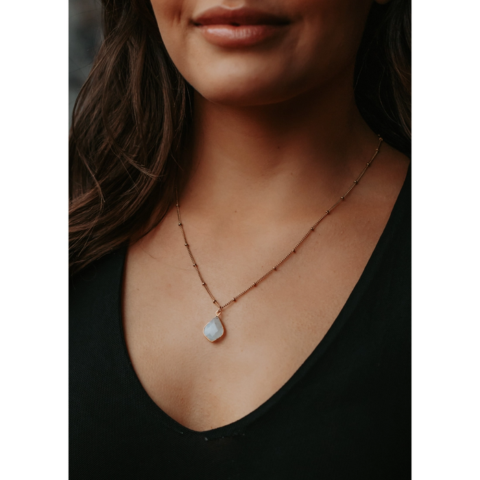 Gold Necklace With Stone Drop