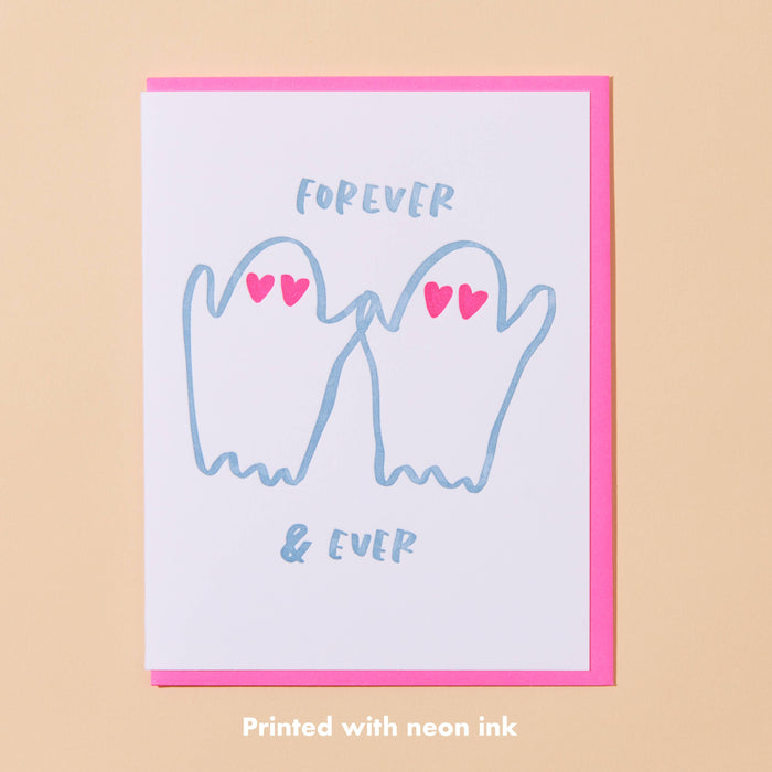 Forever and Ever Ghosts Wedding Letterpress Greeting Card