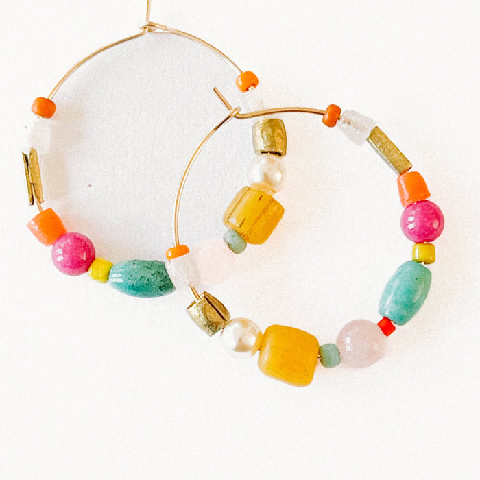 Gold-Filled Turquoise Hoops