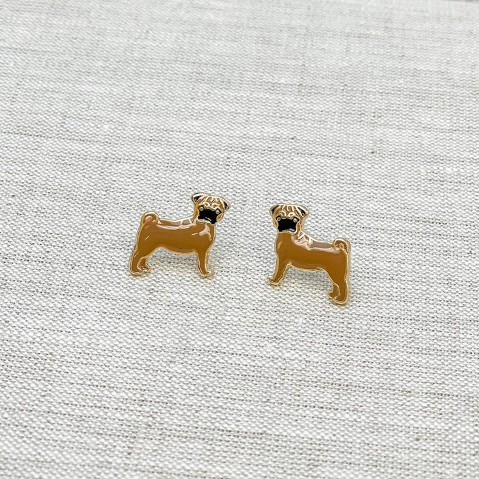 Pug Enamel Stud Earrings