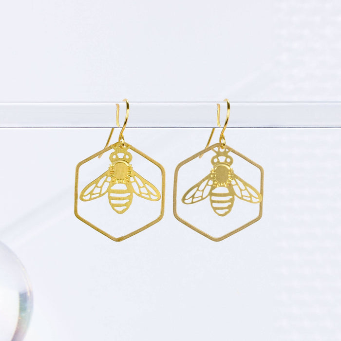 Honeybee & Hexagon Earrings
