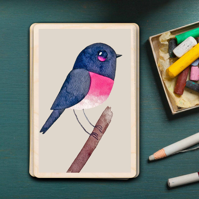 Pink Robin Sustainable Wooden Postcard