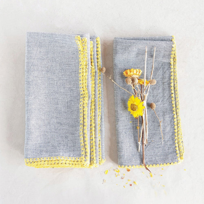 Grey and Yellow Cotton Napkin Set