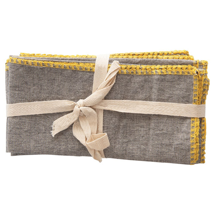 Grey and Yellow Cotton Napkin Set