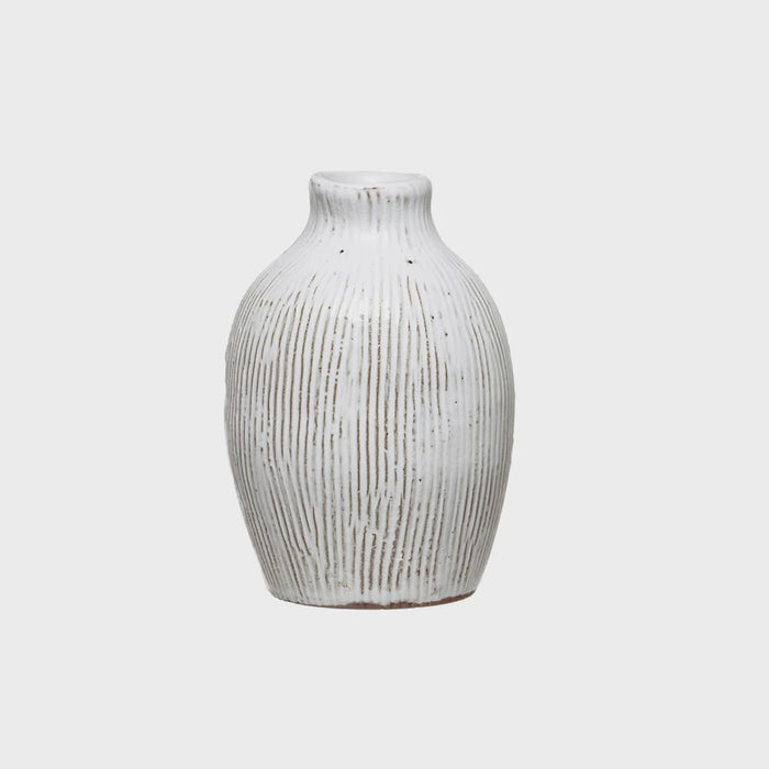 Small Terracotta Vase with Engraved Lines