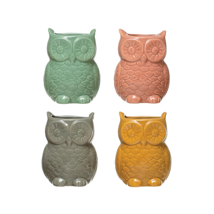 Stoneware Owl Magnet Vase