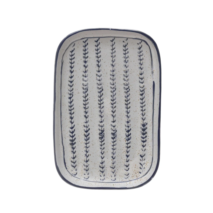 Debossed Pattern Stoneware Plate