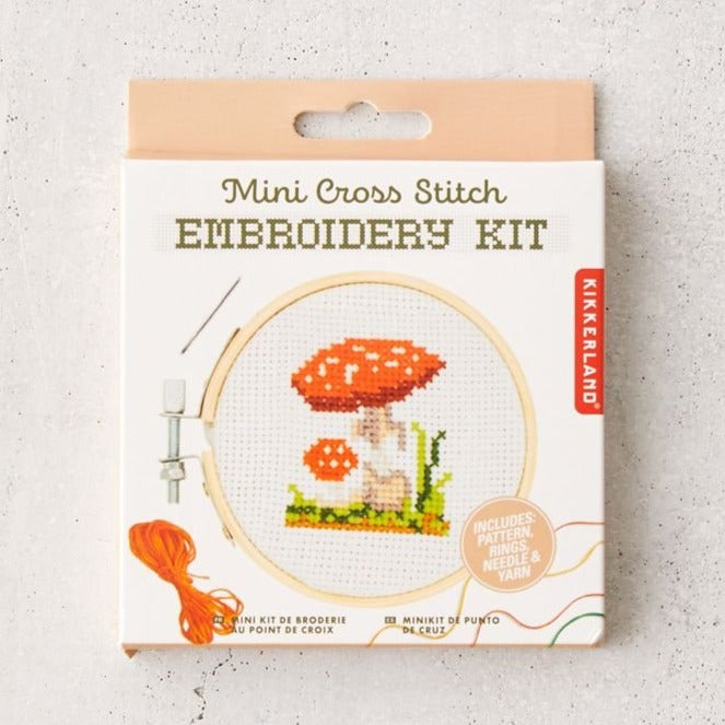 Mini Cross Stitch Embroidery Kit - Mushroom
