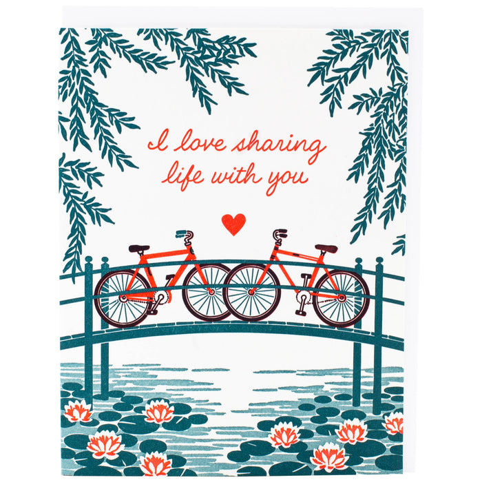 Bridge with Bikes Love Card