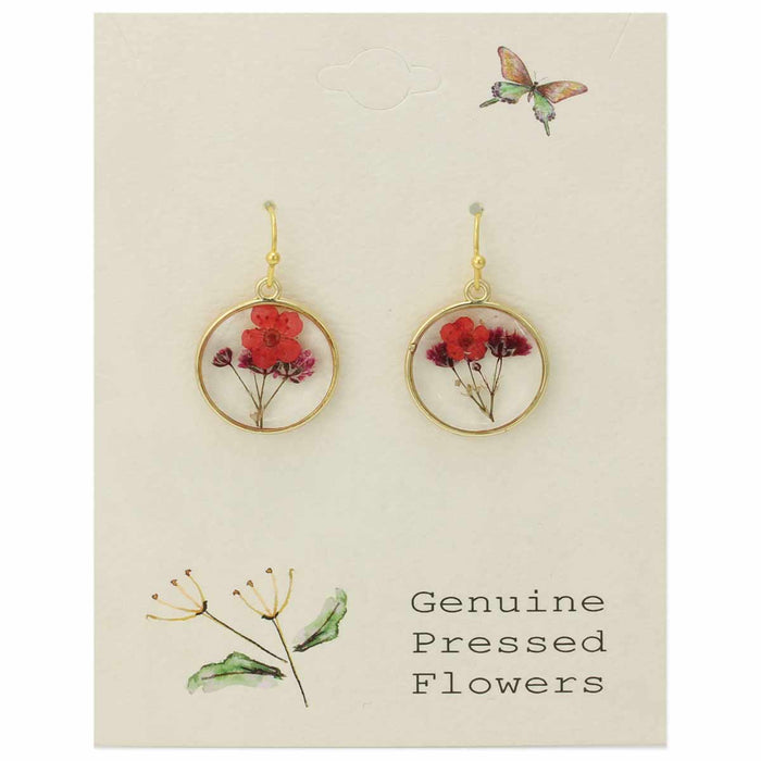 Cottage Pink Dried Flower Round Earrings