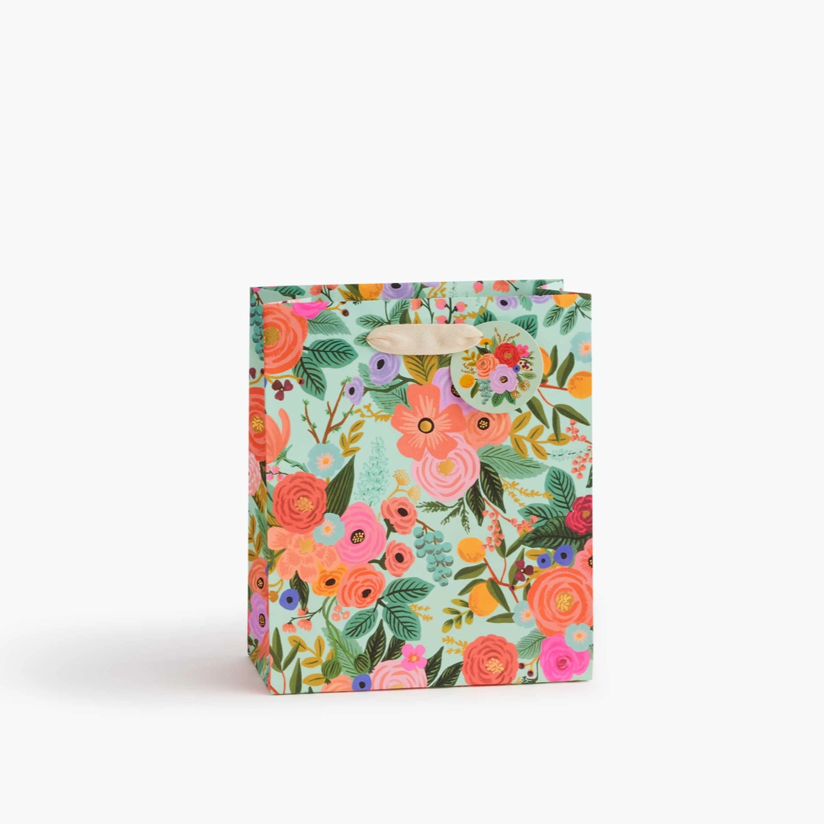 floral gift bag on a white background