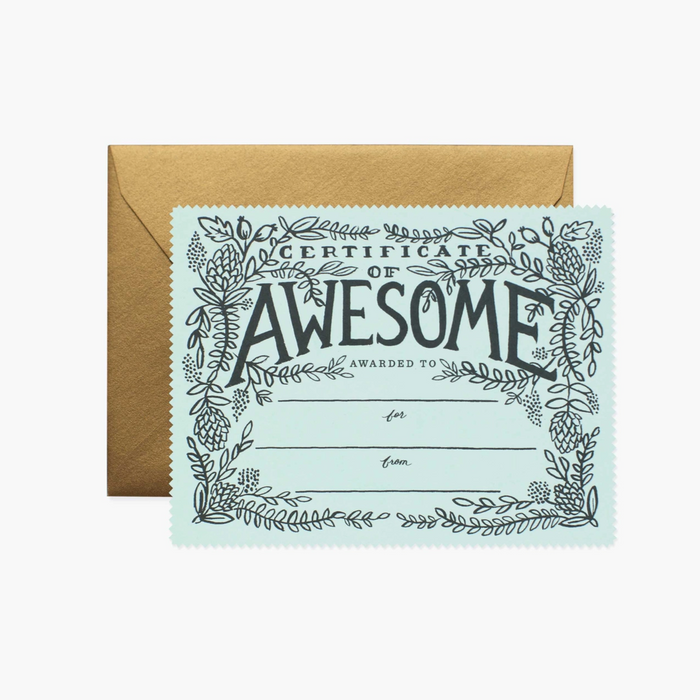 Certificate of Awesome Card
