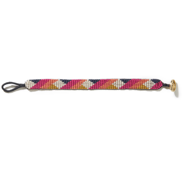 Hot Pink Coral Navy Citron Angle Petite Seed Bead Bracelet
