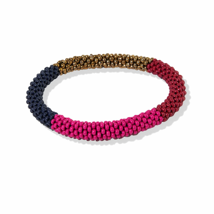 Marcy Color Block Beaded Bracelet Navy