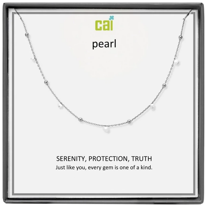 Silver Pearl Satellite Gemstone Necklace