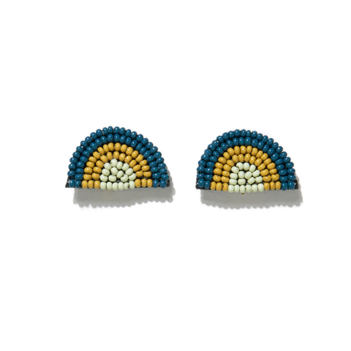 Peacock Citron Seed Bead Rainbow Post Earrings