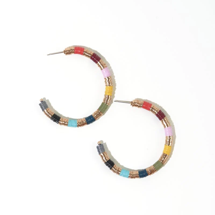 Multi Colored Gold Hoop Sequin Earrings