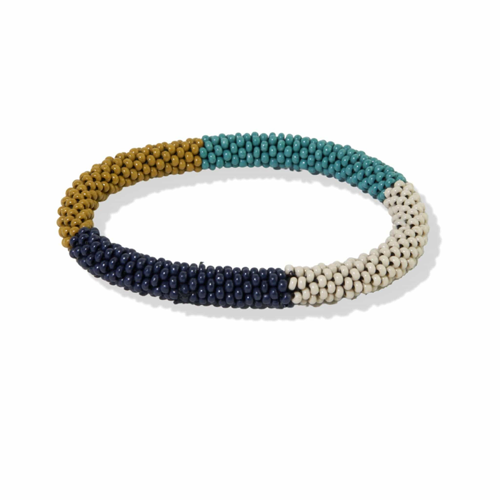 Marcy Color Block Beaded Bracelet Teal