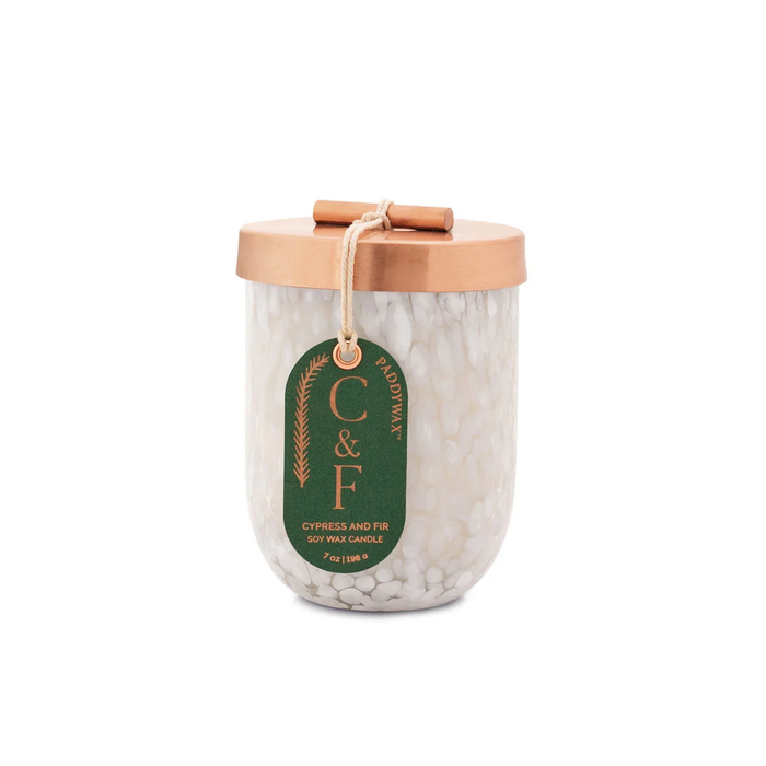 Cypress + Fir Holiday Cheena Glass Candle