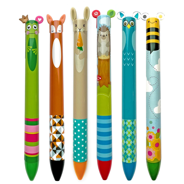 2 Color Click Pens Woodland Animals