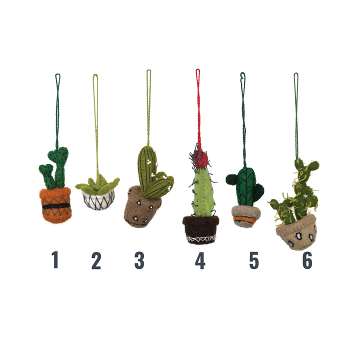 Wool Felt Cactus Ornaments