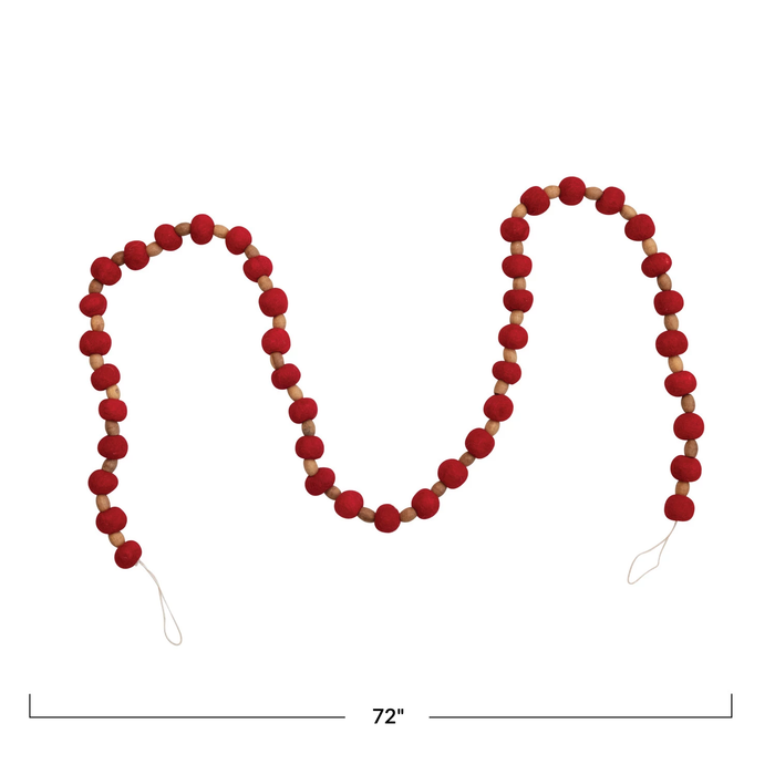 Wool Felt + Wood Beads Garland